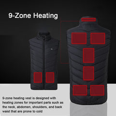 9 Places Heated Vest Men Women Usb Heated Jacket Heating Vest Thermal Clothing Hunting Vest Winter Heating Jacket Black S-4XL