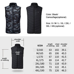 9 Places Heated Vest Men Women Usb Heated Jacket Heating Vest Thermal Clothing Hunting Vest Winter Heating Jacket Black S-4XL