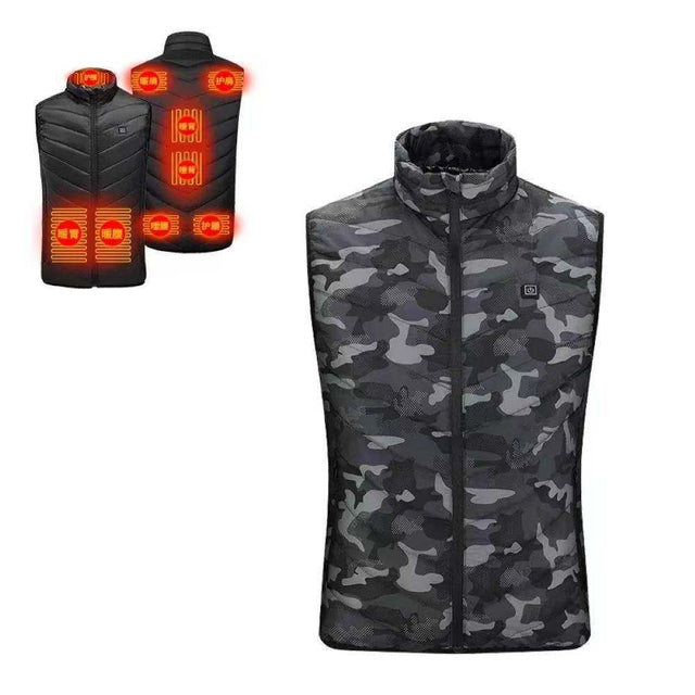 9 Places Heated Vest Men Women Usb Heated Jacket Heating Vest Thermal Clothing Hunting Vest Winter Heating Jacket Black S-4XL