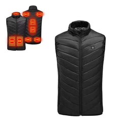 9 Places Heated Vest Men Women Usb Heated Jacket Heating Vest Thermal Clothing Hunting Vest Winter Heating Jacket Black S-4XL