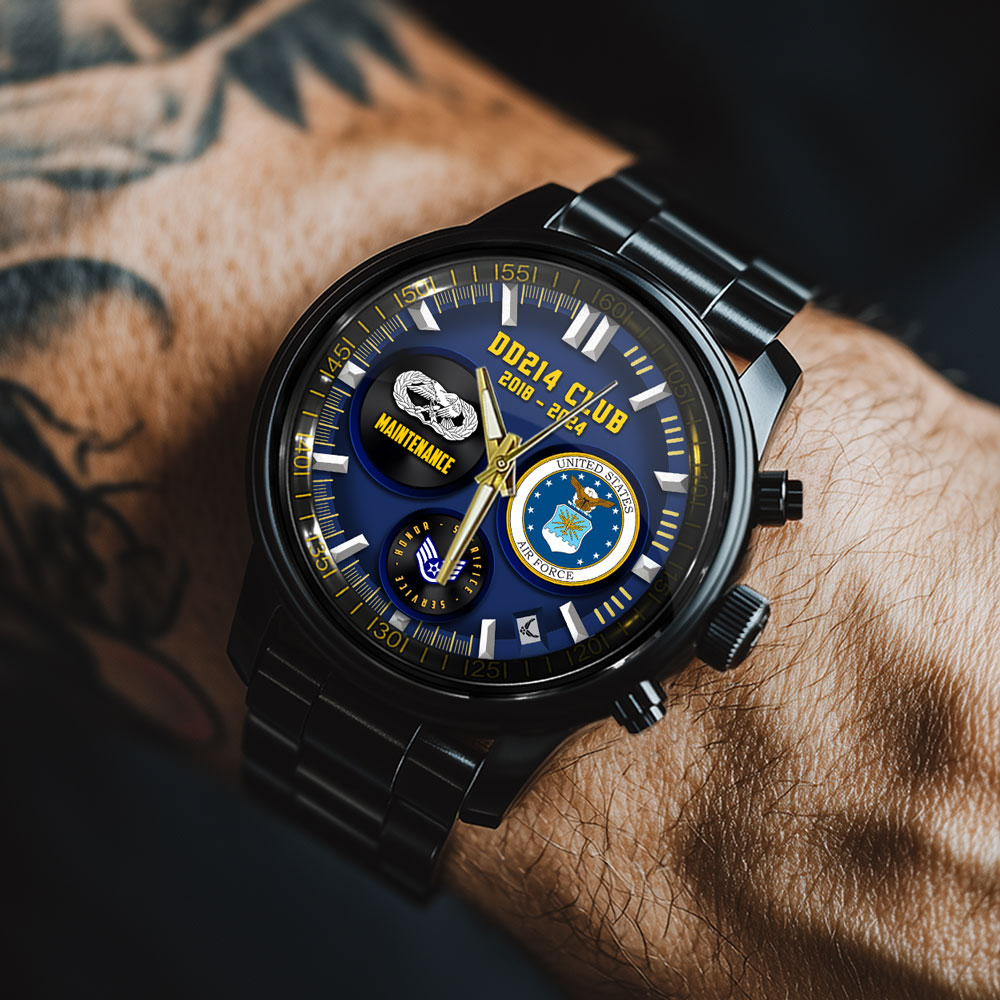 Customized USAF Badge Black Stainless Steel Quartz 42mm Watch 11 Customized USAF Badge Black Stainless Steel Quartz 42mm Watch