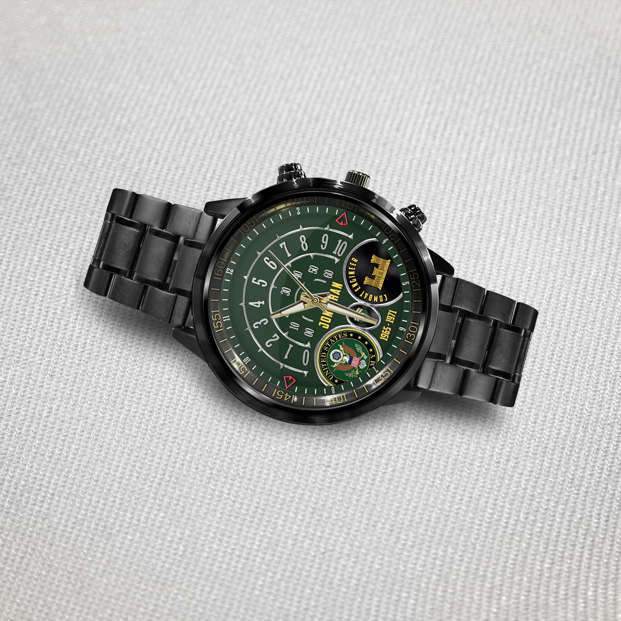 Army Enlisted Rank Insignia, Army Branch Black Black Stainless Steel Watch SS7 9 Army Enlisted Rank Insignia, Army Branch Black Black Stainless Steel Watch SS7