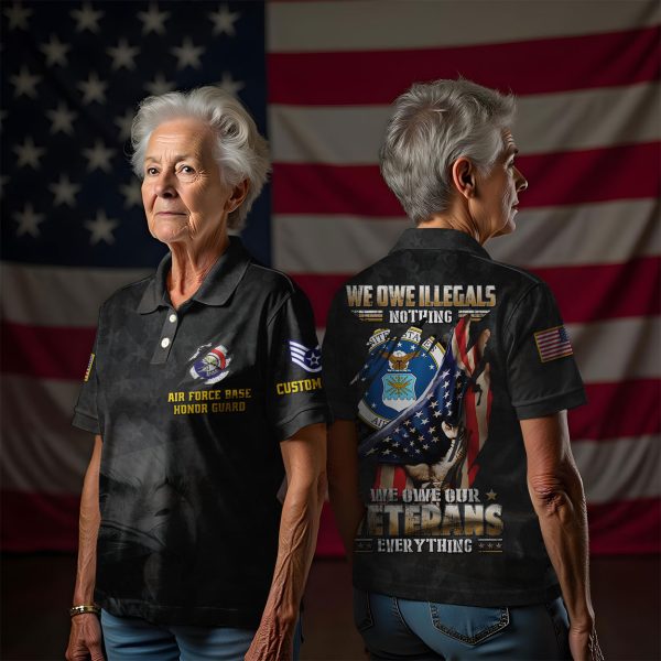 AirForce Badge We Owe Our Veteran Womens Polo shirts 3