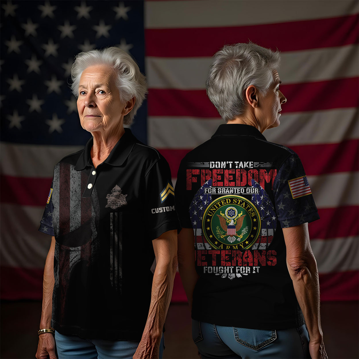 Army Branch Don't Take Freedom For Granted Our Womens Polo shirts Army Branch Don't Take Freedom For Granted Our Womens Polo shirts